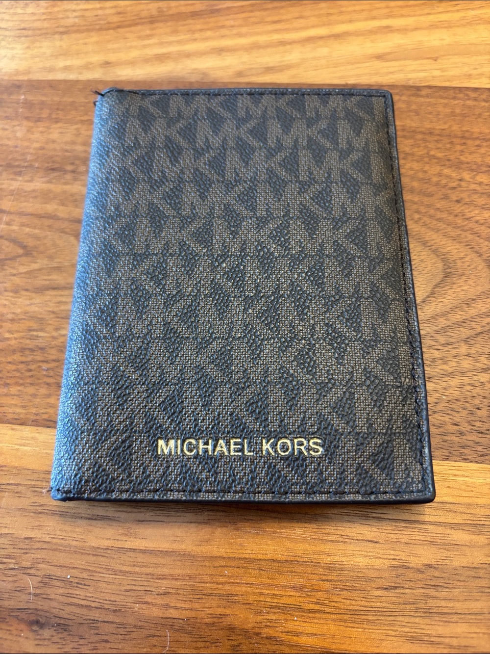 Michael Kors MK Brown Logo Travel Wallet 4.25” x 5.5”